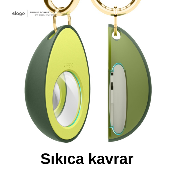 Elago Apple AirTag Uyumlu Silikon Avocado Kılıf - Görsel 2