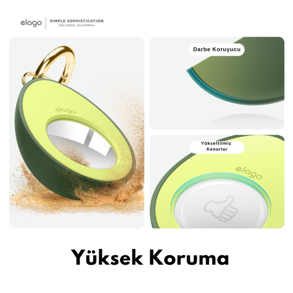 Elago Apple AirTag Uyumlu Silikon Avocado Kılıf - Görsel 3