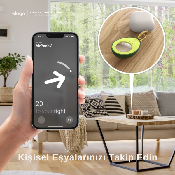 Elago Apple AirTag Uyumlu Silikon Avocado Kılıf - Görsel 4