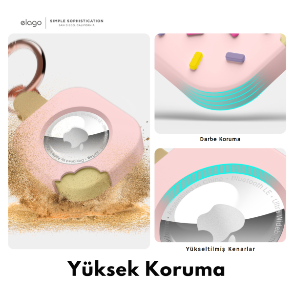 Elago Apple AirTag Uyumlu Silikon Dondurma Kılıf - Açık Pembe - Görsel 3