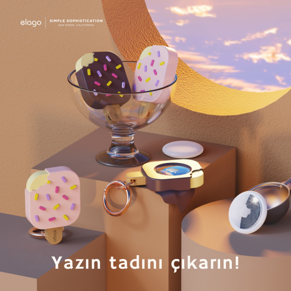 Elago Apple AirTag Uyumlu Silikon Dondurma Kılıf - Açık Pembe - Görsel 7