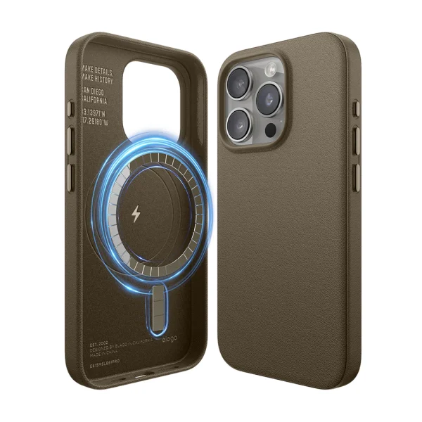 Elago iPhone 15 Pro Max Vegan Deri Magsafe Kılıf