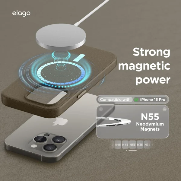 Elago Apple iPhone 15 Pro Vegan Deri Magsafe Kılıf - Görsel 3
