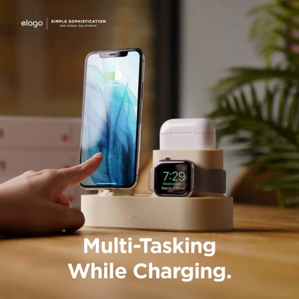 Elago Apple Uyumlu 3 in 1 Şarj Standı - Siyah - Görsel 4
