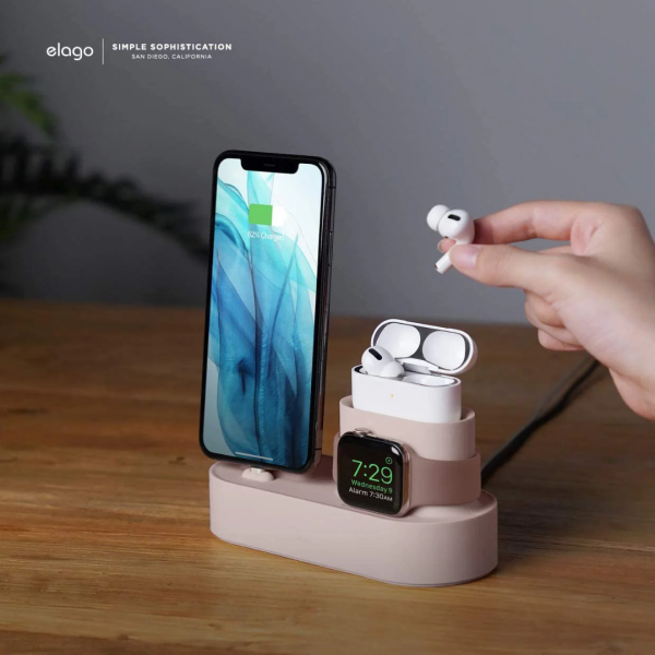Elago Apple Uyumlu 3 in 1 Şarj Standı - Siyah - Görsel 8