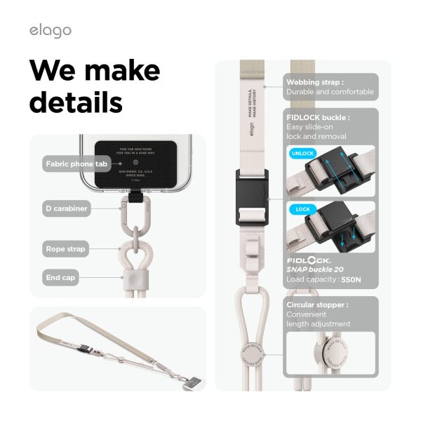 Elago Çapraz Askılı Telefon Kordonu - Krem - Görsel 4