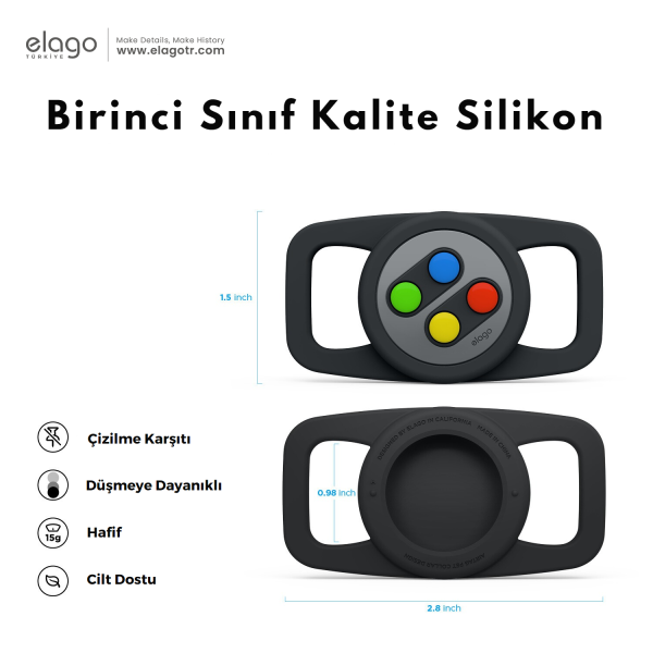 Elago Köpek Tasması Uyumlu AirTag Kılıfı - W5 Siyah - Görsel 2
