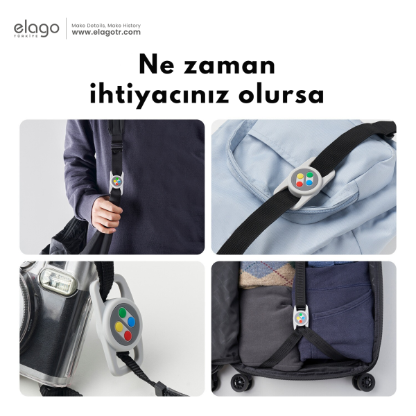 Elago Köpek Tasması Uyumlu AirTag Kılıfı - W5 Açık Gri - Görsel 5
