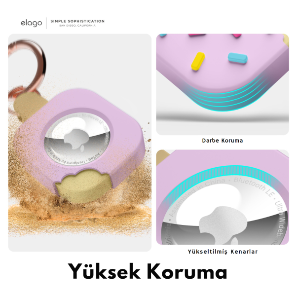 Elago Apple AirTag Uyumlu Silikon Dondurma Kılıf  - Lavanta - Görsel 3
