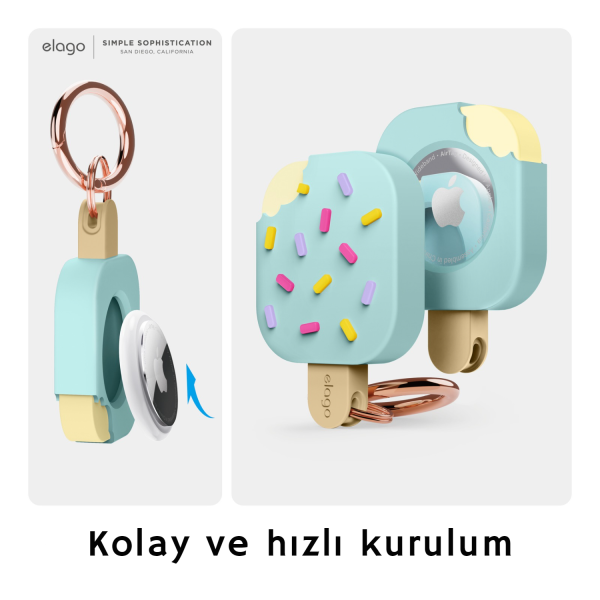 Elago Apple AirTag Uyumlu Silikon Dondurma Kılıf - Mint - Görsel 3