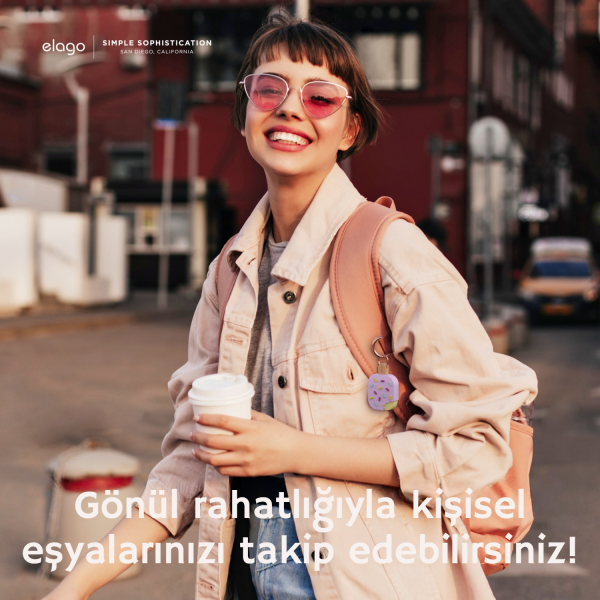 Elago Apple AirTag Uyumlu Silikon Dondurma Kılıf  - Lavanta - Görsel 5