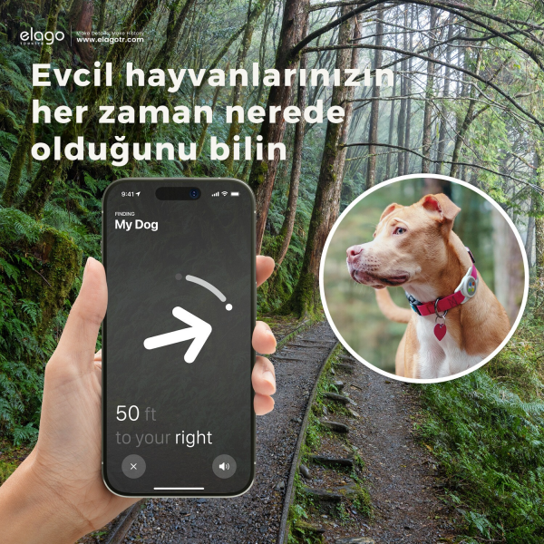 Elago Köpek Tasması Uyumlu AirTag Kılıfı - W5 Açık Gri - Görsel 4