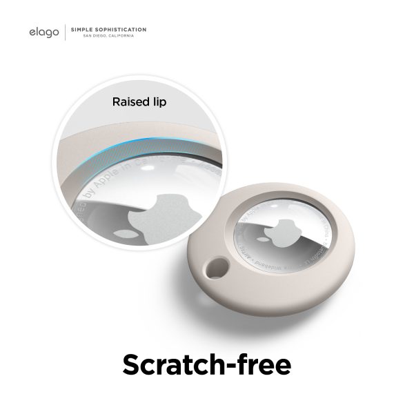 Elago Apple AirTag Uyumlu Silikon Kılıf - Krem - Görsel 4
