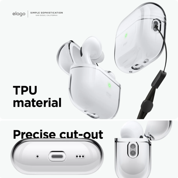 Elago Apple AirPods Pro 2 Uyumlu Şeffaf Kılıf - Çiçek - Görsel 4