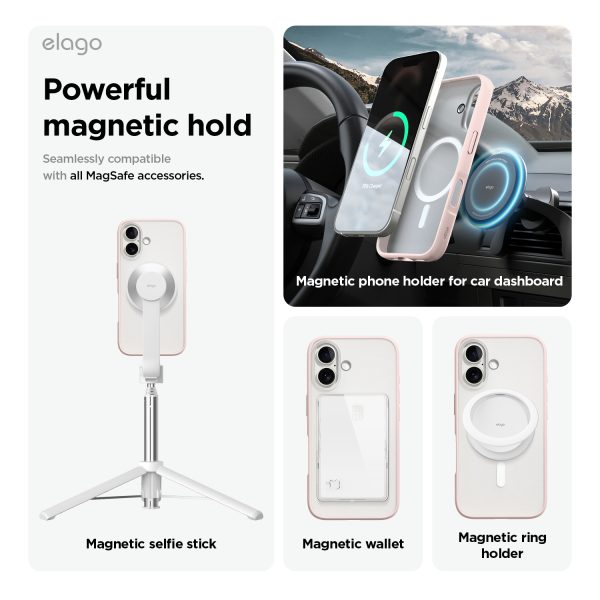 Elago Apple iPhone 16 Uyumlu Şeffaf Pembe MagSafe Hibrit Kılıf - Görsel 3