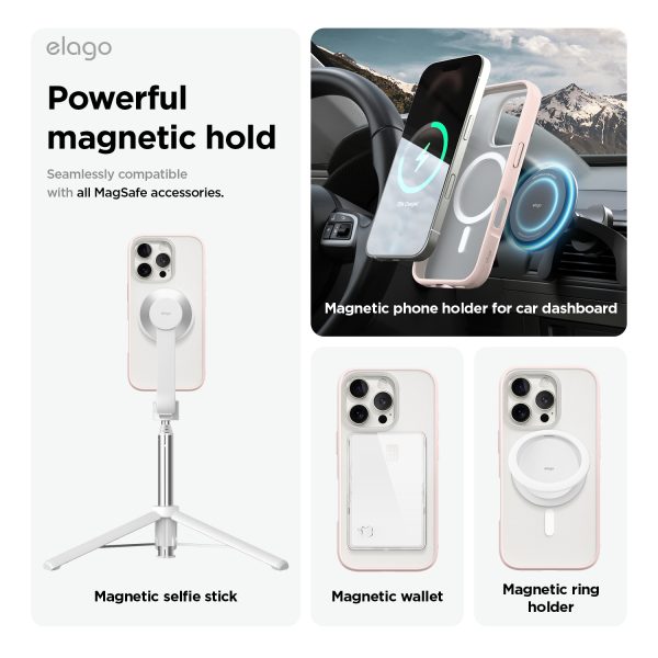 Elago Apple iPhone 16 Pro Max Uyumlu Şeffaf Pembe MagSafe Hibrit Kılıf - Görsel 3