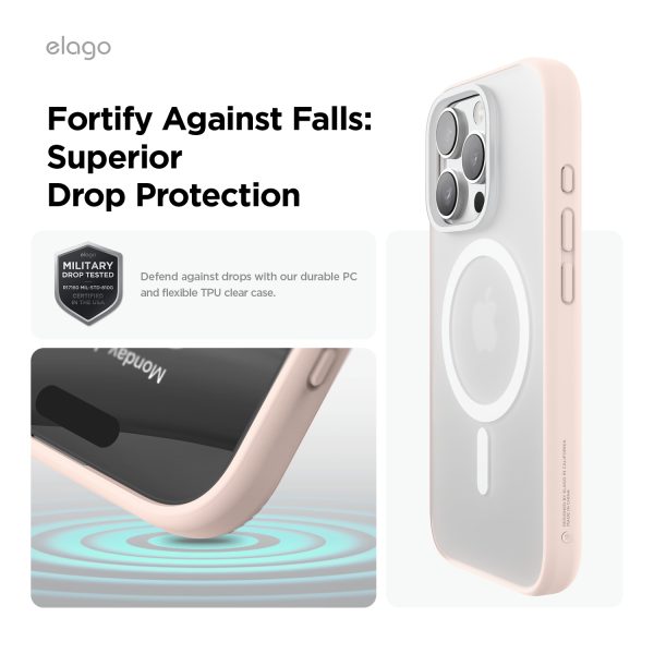 Elago Apple iPhone 16 Pro Max Uyumlu Şeffaf Pembe MagSafe Hibrit Kılıf - Görsel 7