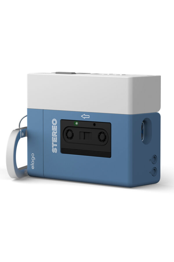 Elago AirPods Pro 3 Kaset Tasarım Kılıf – Metal Kancalı, Şok Emici Hibrit Kapak Mavi