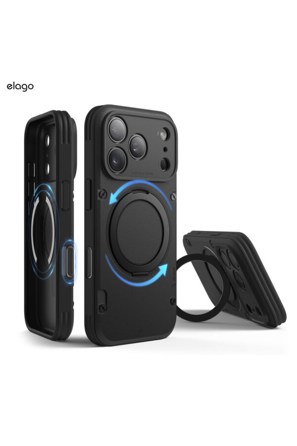 Elago iPhone 17 Pro Max Manyetik Armor Kılıf – 6.9 İnç, Zırh Tasarım, Tam Koruma Siyah